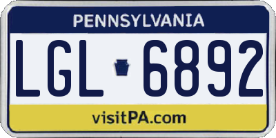 PA license plate LGL6892