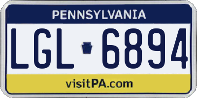 PA license plate LGL6894