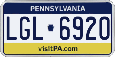 PA license plate LGL6920