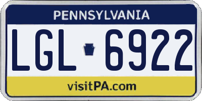 PA license plate LGL6922
