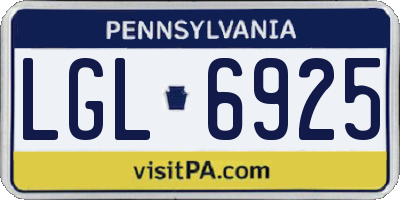 PA license plate LGL6925