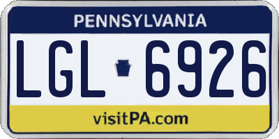 PA license plate LGL6926