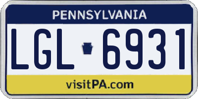 PA license plate LGL6931