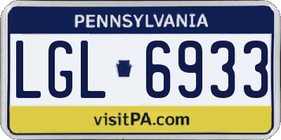 PA license plate LGL6933