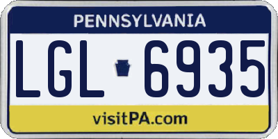 PA license plate LGL6935