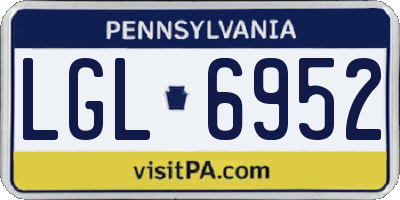 PA license plate LGL6952