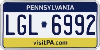 PA license plate LGL6992