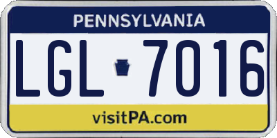 PA license plate LGL7016
