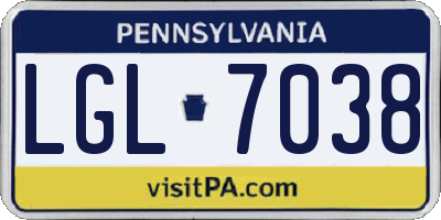 PA license plate LGL7038