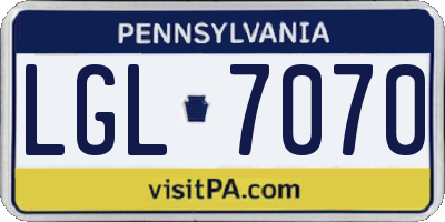 PA license plate LGL7070