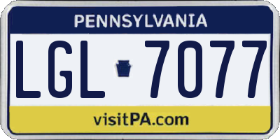 PA license plate LGL7077