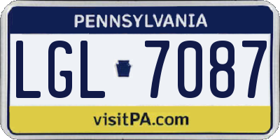 PA license plate LGL7087