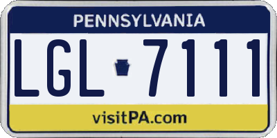 PA license plate LGL7111