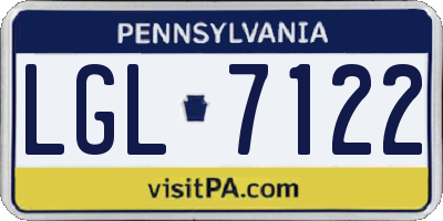 PA license plate LGL7122