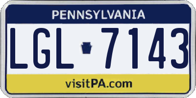 PA license plate LGL7143