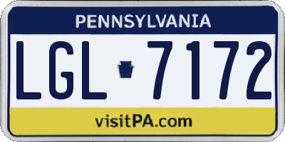 PA license plate LGL7172