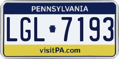 PA license plate LGL7193