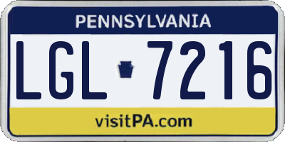 PA license plate LGL7216