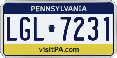 PA license plate LGL7231