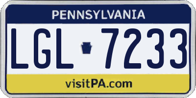 PA license plate LGL7233