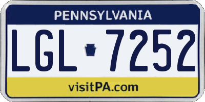 PA license plate LGL7252