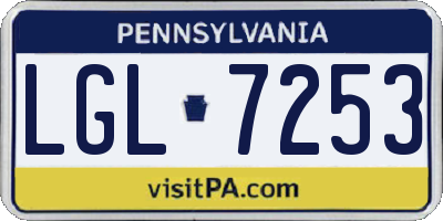 PA license plate LGL7253