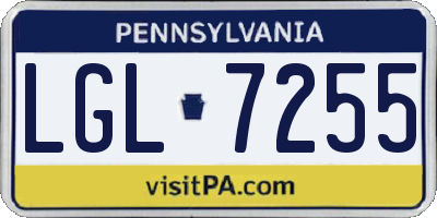 PA license plate LGL7255