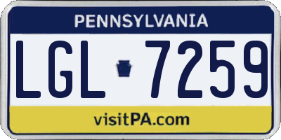 PA license plate LGL7259