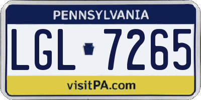 PA license plate LGL7265