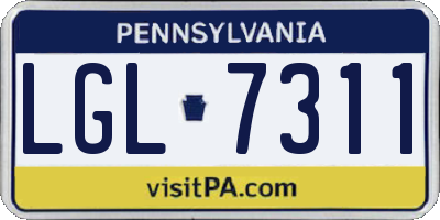 PA license plate LGL7311