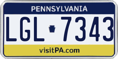 PA license plate LGL7343