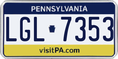 PA license plate LGL7353