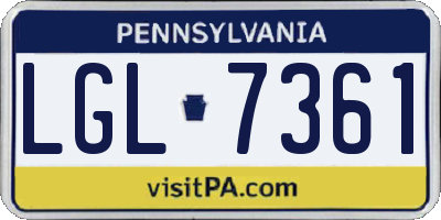 PA license plate LGL7361
