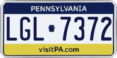 PA license plate LGL7372