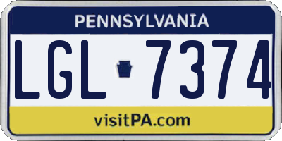 PA license plate LGL7374