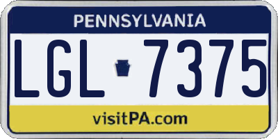 PA license plate LGL7375