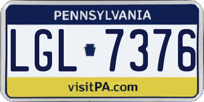 PA license plate LGL7376
