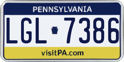 PA license plate LGL7386