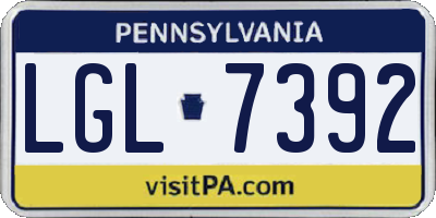 PA license plate LGL7392