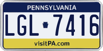 PA license plate LGL7416