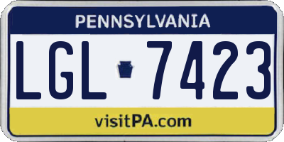 PA license plate LGL7423
