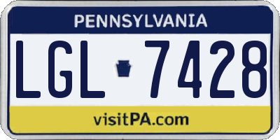 PA license plate LGL7428