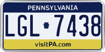 PA license plate LGL7438