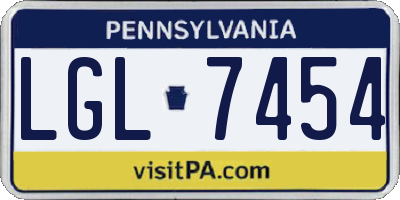 PA license plate LGL7454