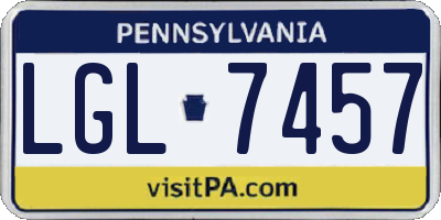 PA license plate LGL7457