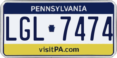 PA license plate LGL7474