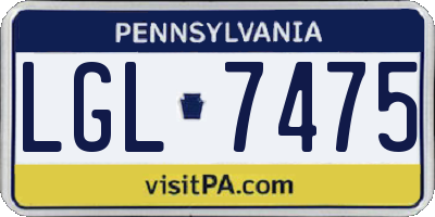 PA license plate LGL7475