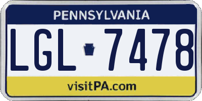 PA license plate LGL7478