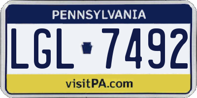 PA license plate LGL7492