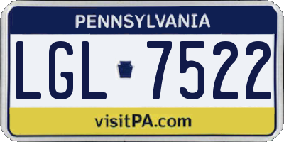 PA license plate LGL7522